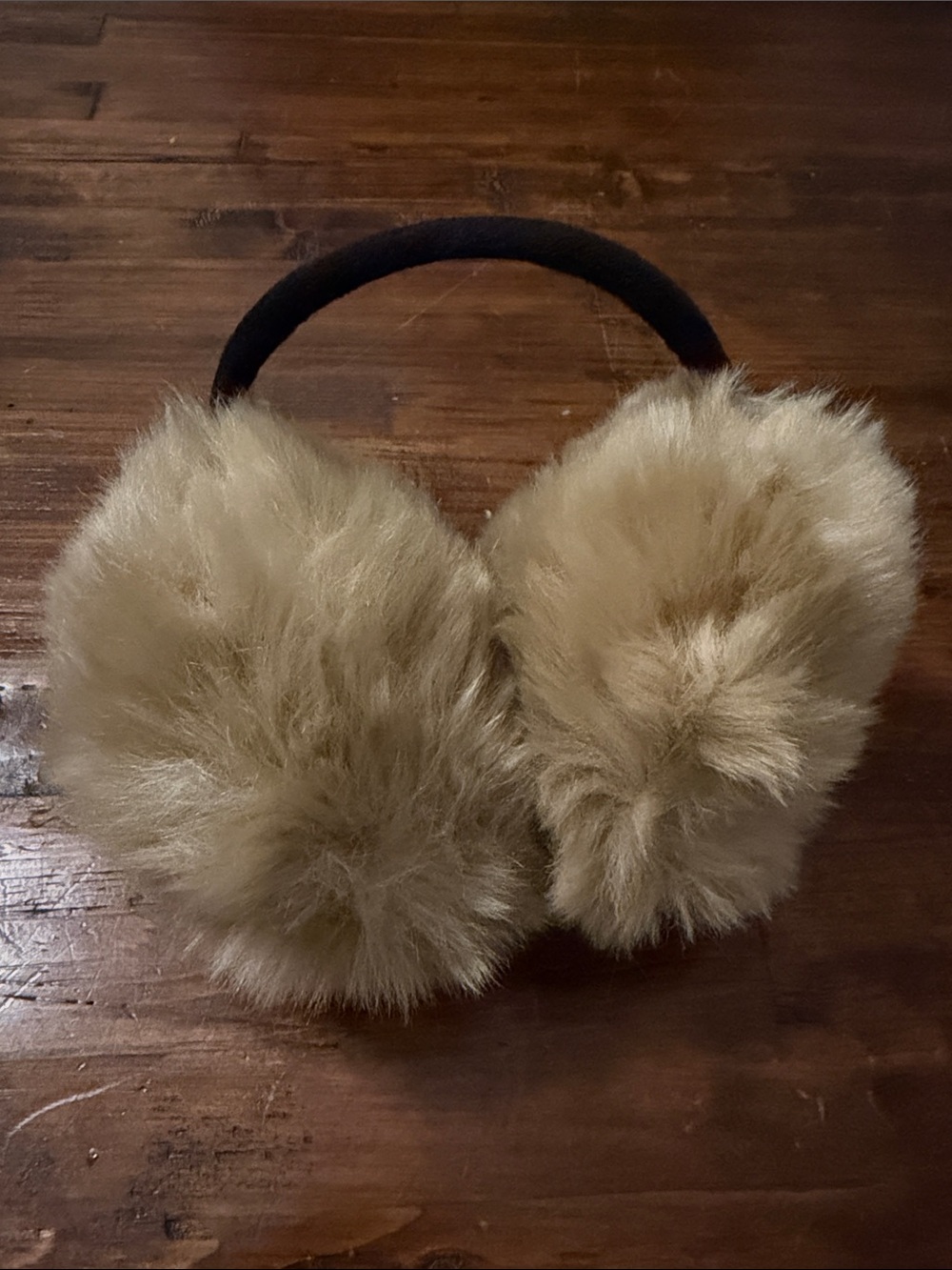 Plush Faux Fur Earmuffs in Light Tan